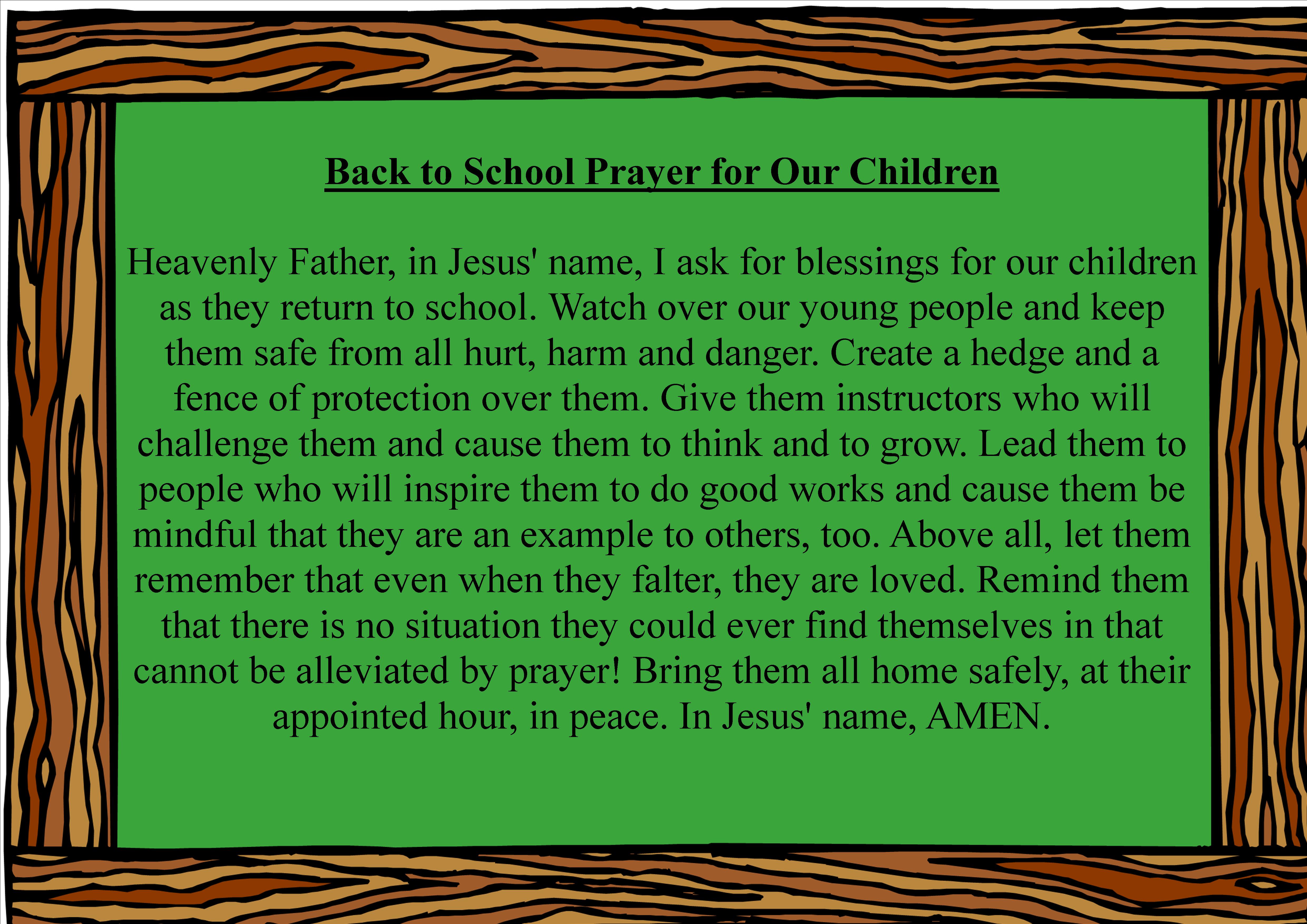 Back to school prayer
